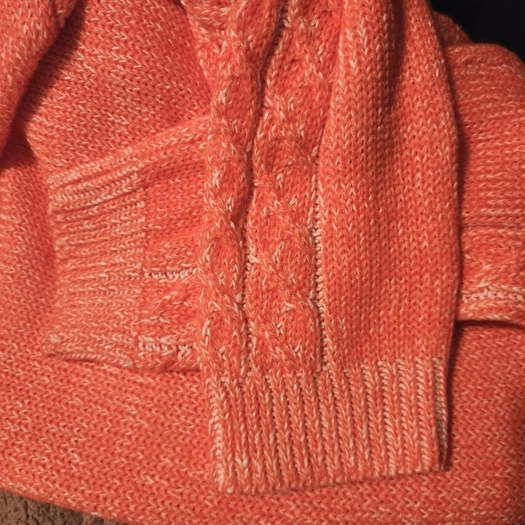 Mudd Neon Orange Cable Chunky Knit V-Knit Sweater Junior's Medium M Fall Bright - Picture 4 of 6